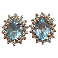 Nouveau Boucles d'oreilles Santa Maria IF aigue-marine et saphir en plaqué or et sterling