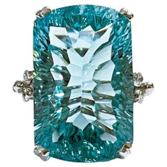 Neuer Santa Maria IF Concave Cut 25,20 Karat Aquamarin 
Wh Sapp Sterling Ring