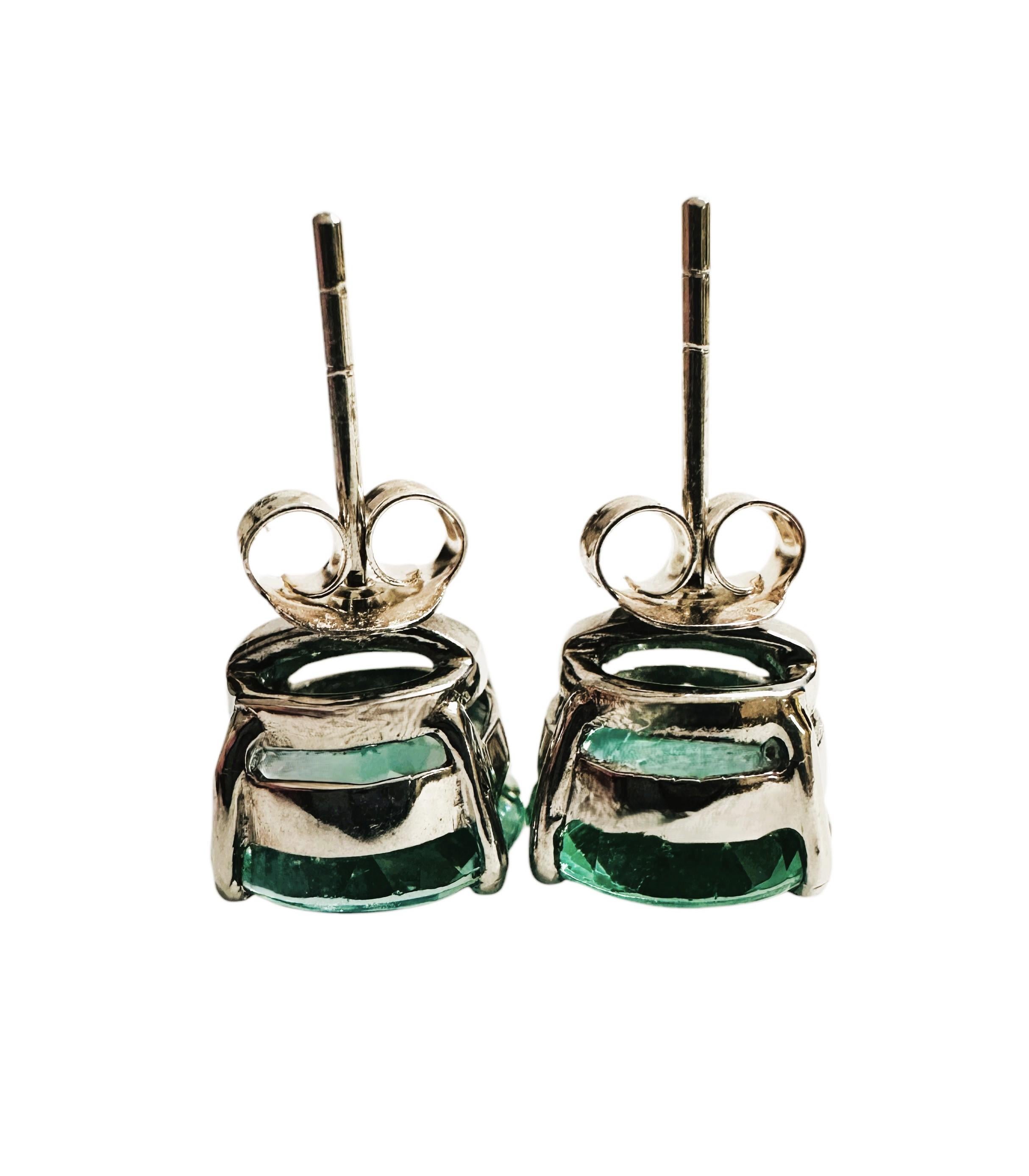 Art Deco New Santa Maria Vibrant Aquamarine 12.30 Ct Sterling Silver Post Earrings