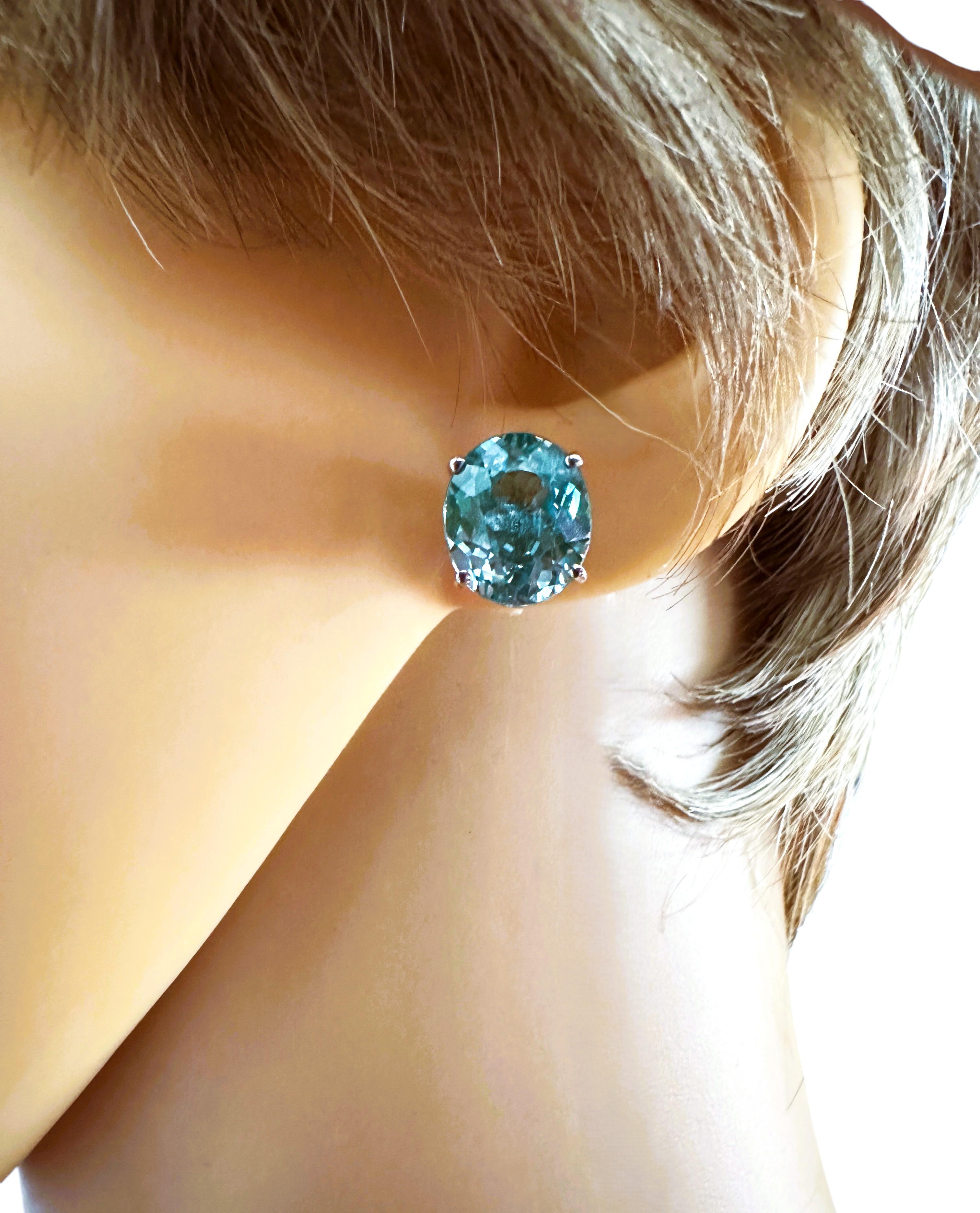 New Santa Maria Vibrant Aquamarine 12.30 Ct Sterling Silver Post Earrings 2