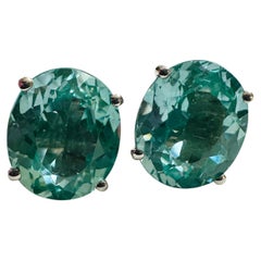 New Santa Maria Vibrant Aquamarine 12.30 Ct Sterling Silver Post Earrings