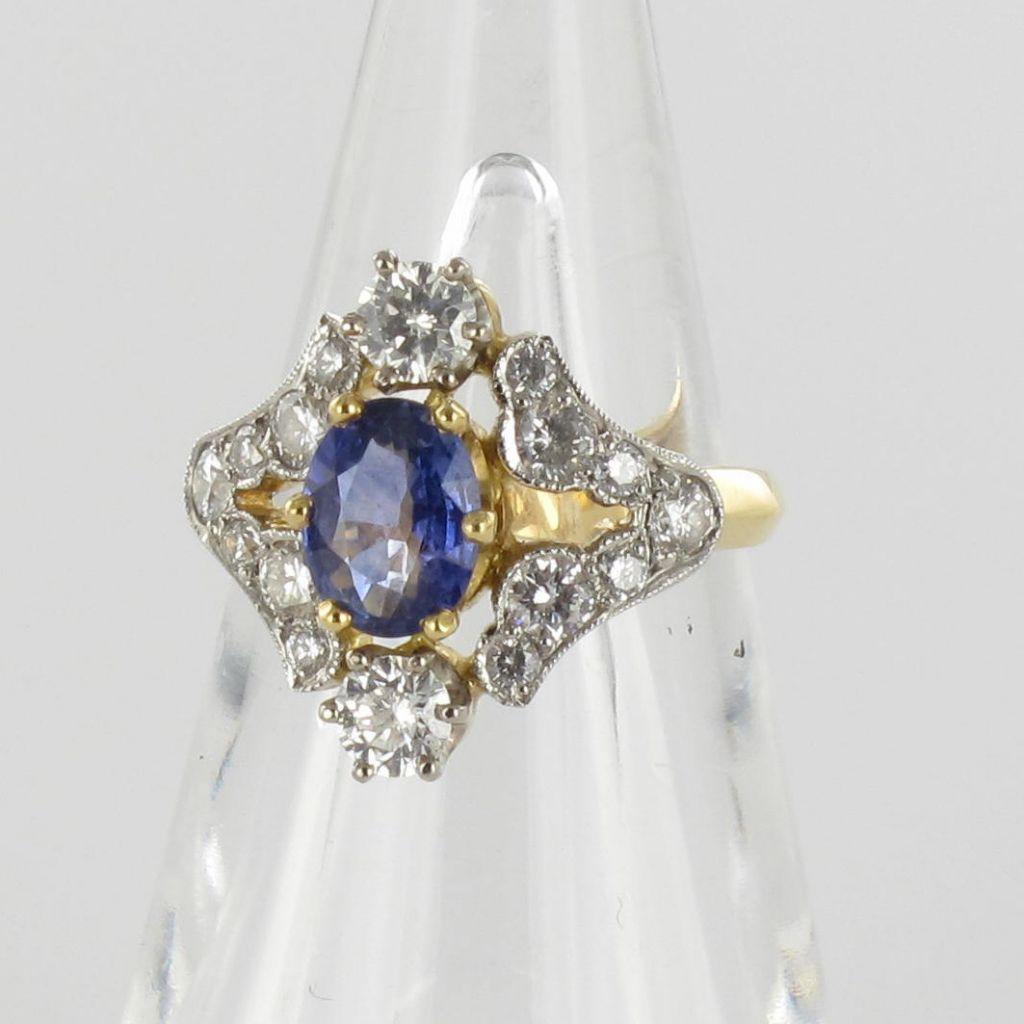 Sapphire Diamond Gold Platinum Ring 4