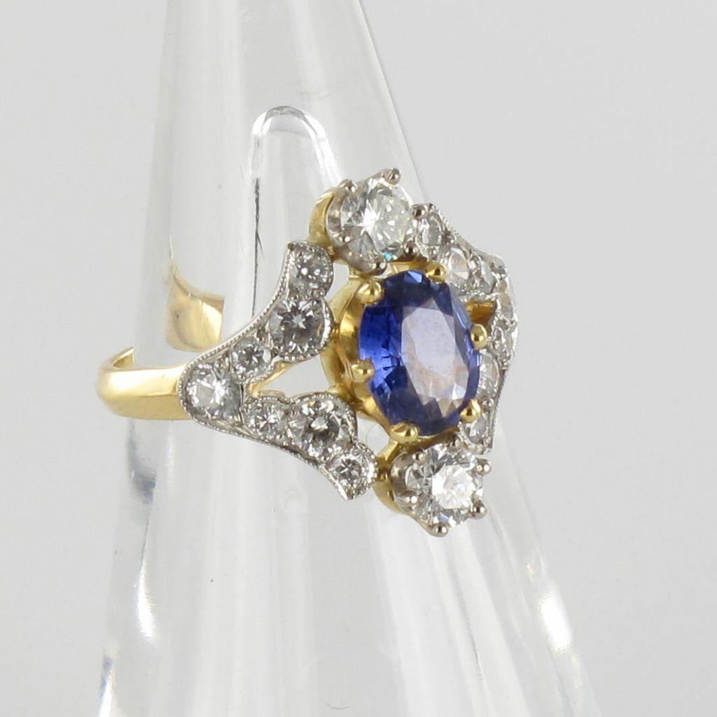 Sapphire Diamond Gold Platinum Ring 5