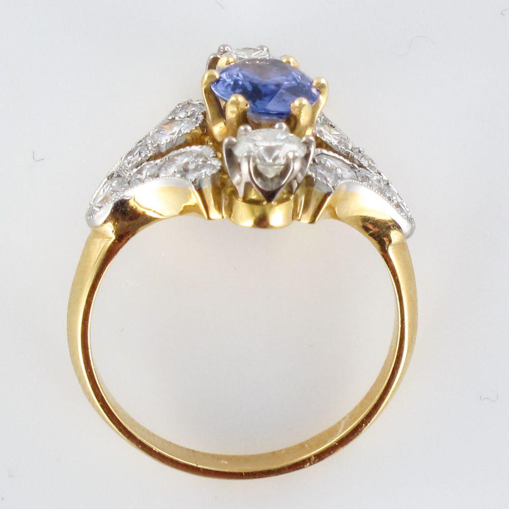 Sapphire Diamond Gold Platinum Ring 7