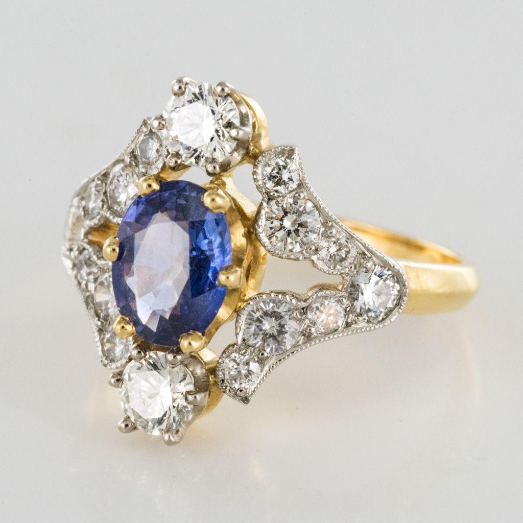 Romantic Sapphire Diamond Gold Platinum Ring