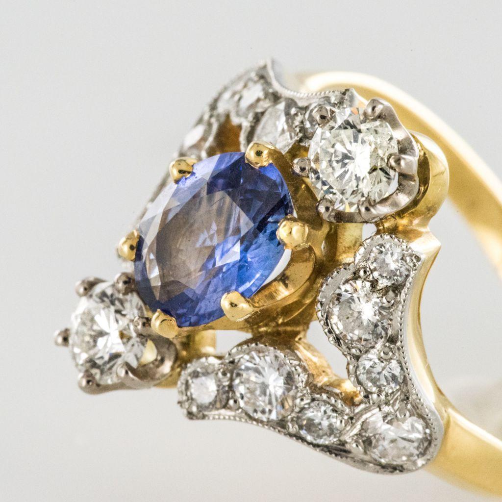 Sapphire Diamond Gold Platinum Ring 1