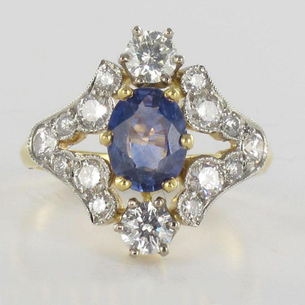 Sapphire Diamond Gold Platinum Ring 3