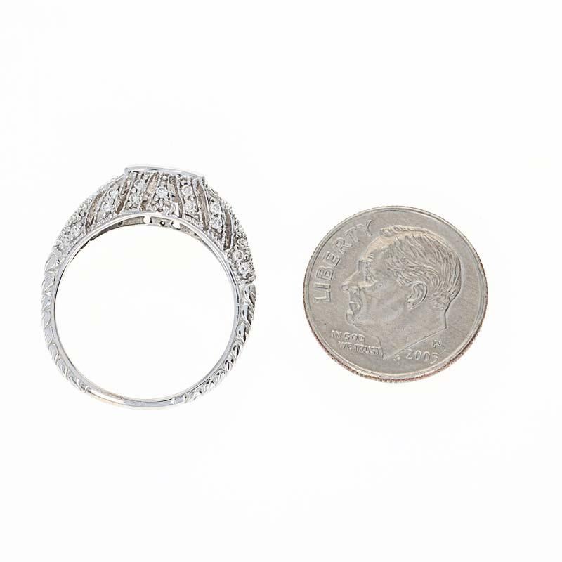 Sapphire and Diamond Ring, 18 Karat White Gold Round Cut .74 Carat 1