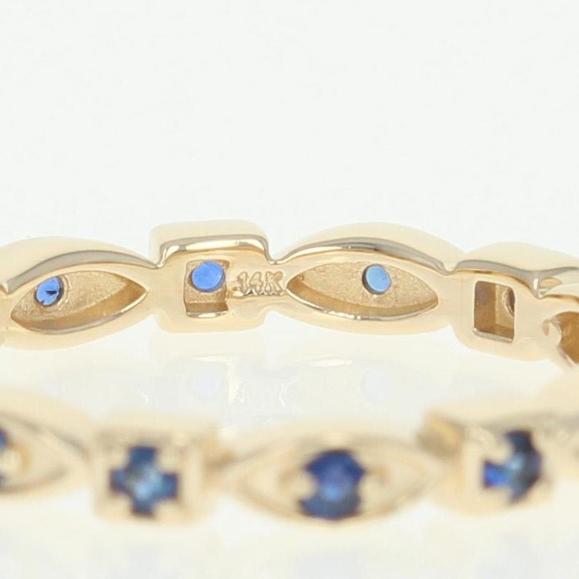 Sapphire Eternity Band, 14 Karat Yellow Gold Ring Round Cut .38 Carat 2