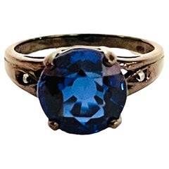 New Sapphire Kashmir Blue 5.10 Ct. 925 Sterling Silver Oxi Black Ring