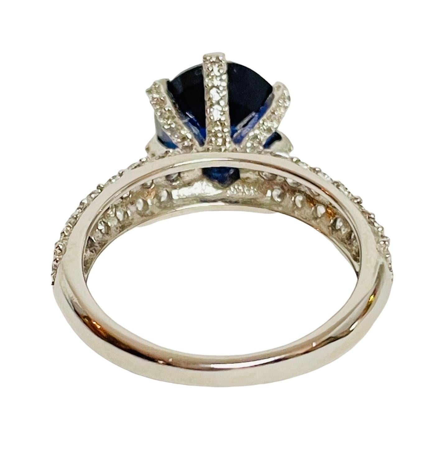 Neuer Saphir Kaschmirblauer runder 4,5 Karat 925 Sterlingsilber Ring Größe 6,75 (Art déco)