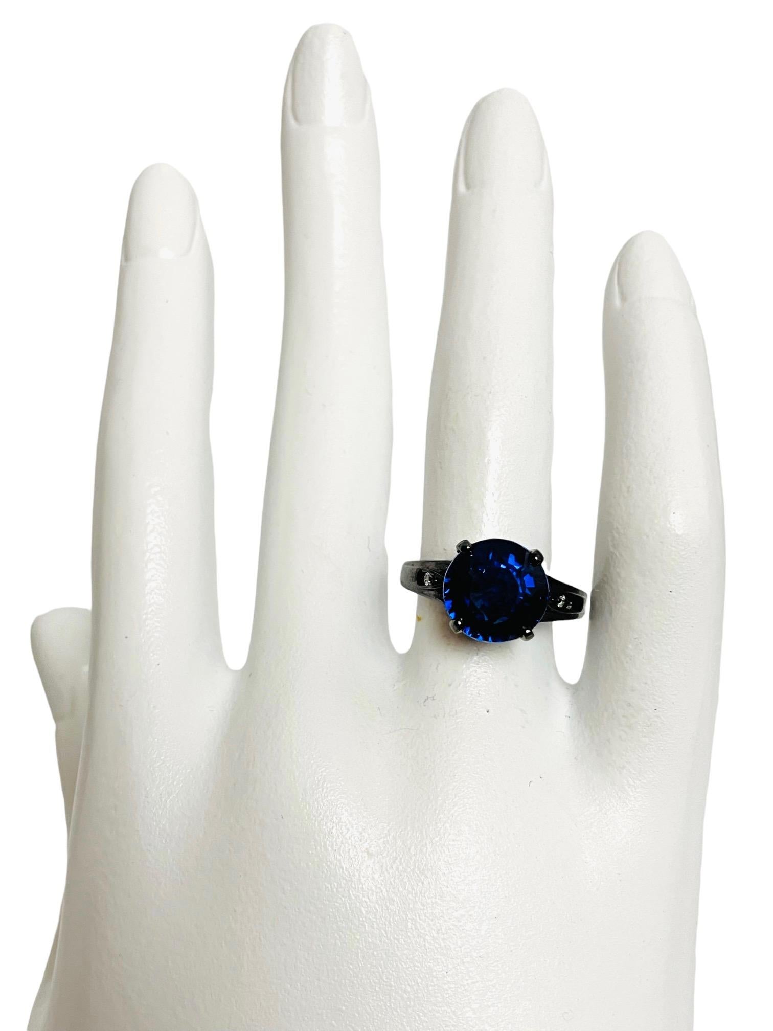 Neuer Saphir Kaschmirblauer runder 4,5 Karat 925 Sterlingsilber Ring Größe 6,75 4
