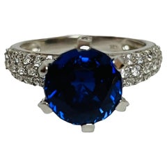 New Sapphire Kashmir Blue Round 4.5Ct. 925 Sterling Silver Ring Size 6.75 