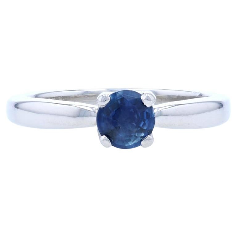 New Sapphire Solitaire Engagement Ring, 950 Platinum Round Cut .53 Carat