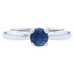 Bague de fiançailles solitaire en platine 950 avec saphir taille ronde de 0,53 carat, nouveau