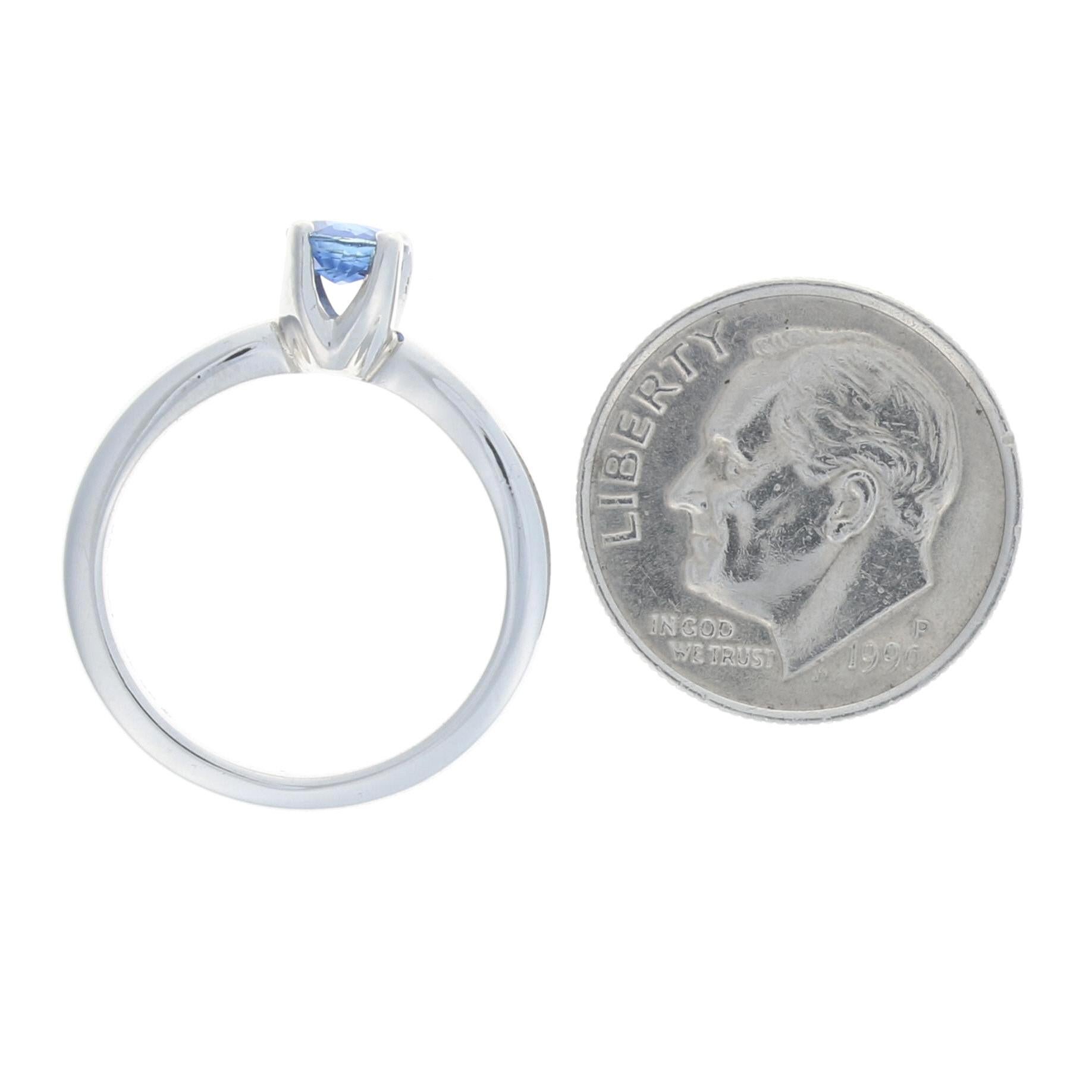 Women's New Sapphire Solitaire Engagement Ring, 950 Platinum Round Cut .53 Carat For Sale