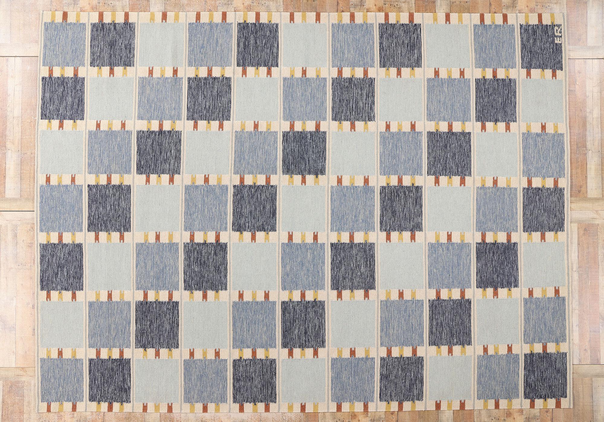 Neu Skandinavischer blauer schwedisch inspirierter Kilim Röllakan,  10'05 x 14'00 im Angebot 2