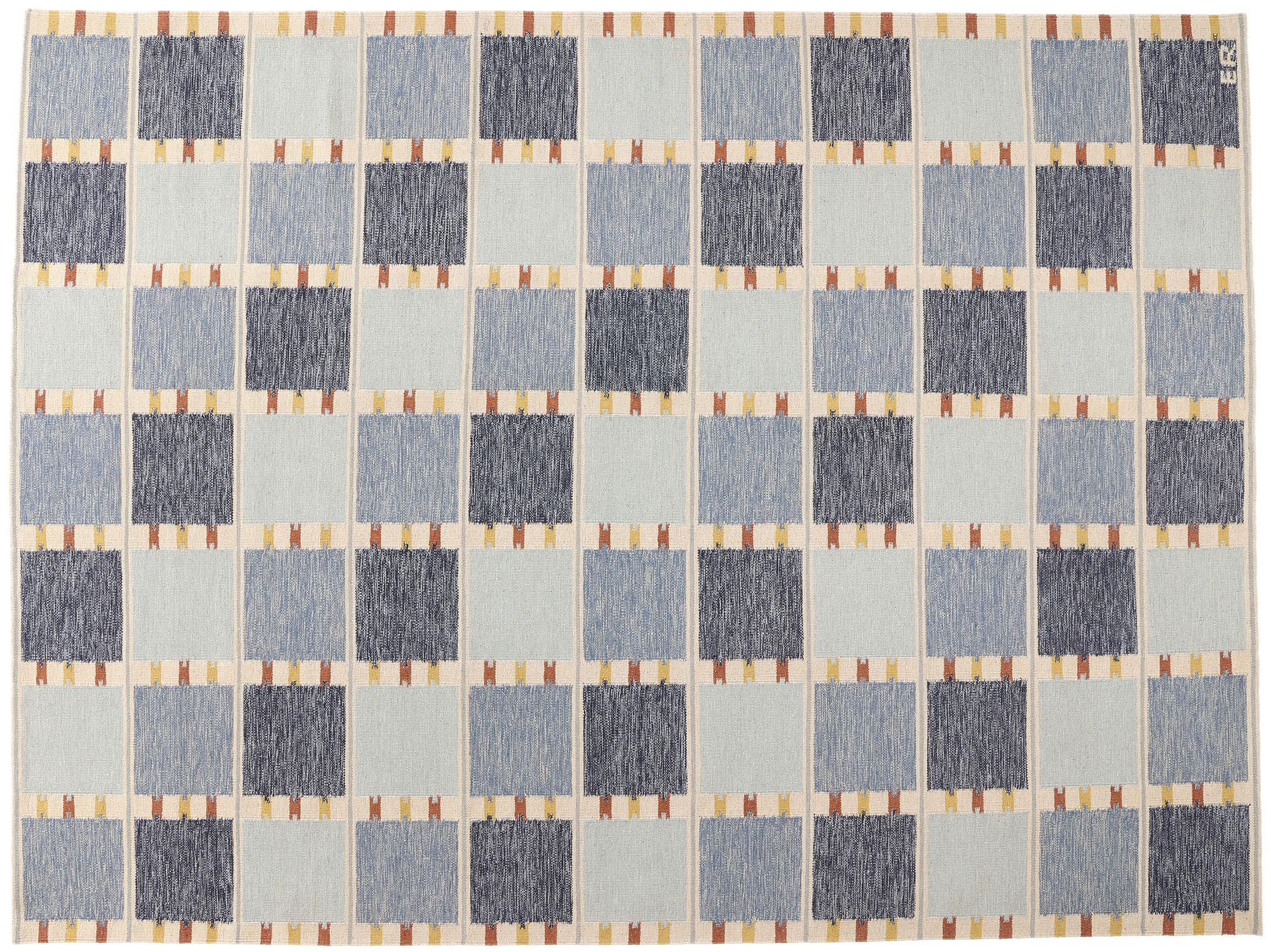Neu Skandinavischer blauer schwedisch inspirierter Kilim Röllakan,  10'05 x 14'00 im Angebot 3