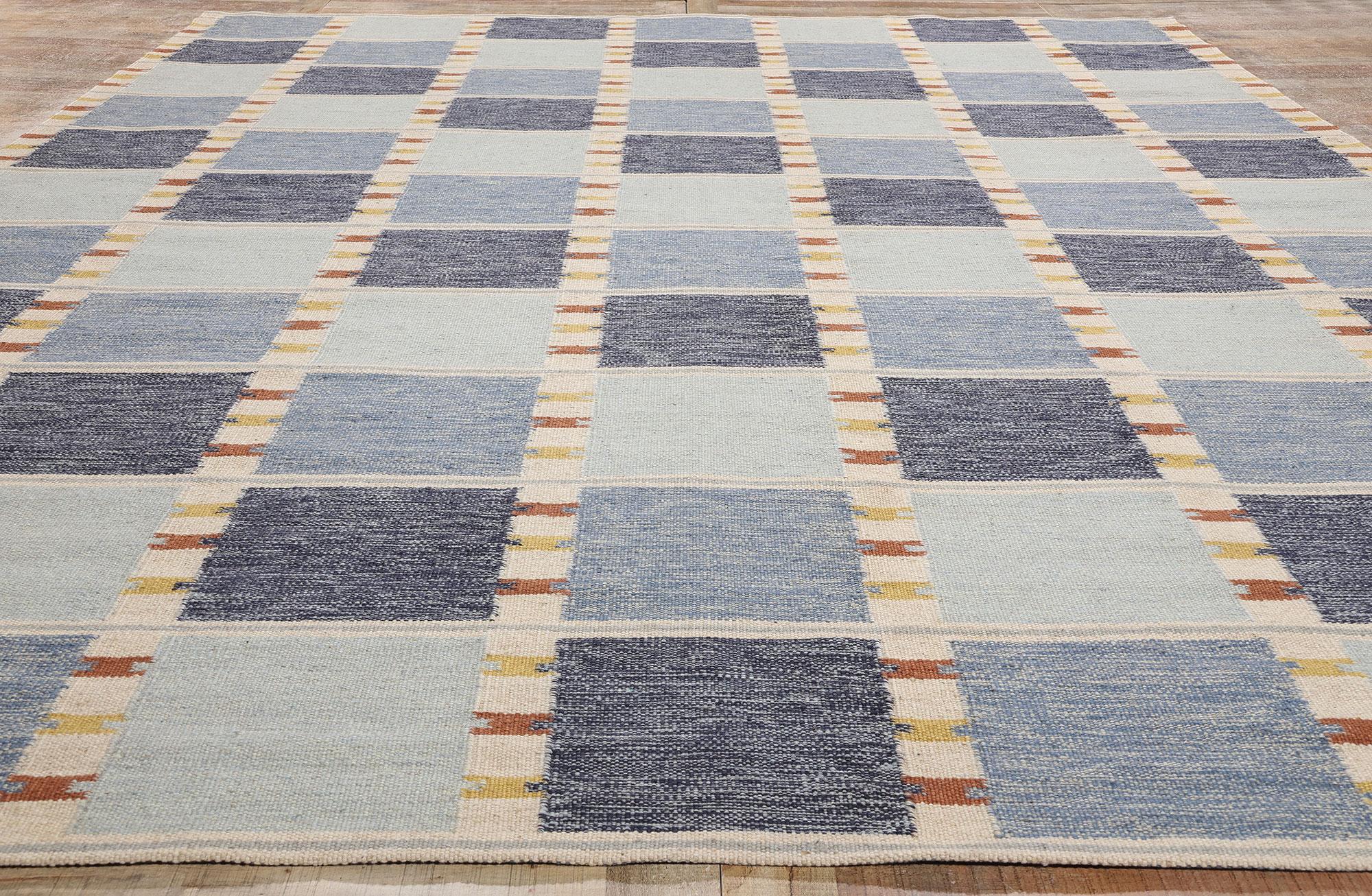 Neu Skandinavischer blauer schwedisch inspirierter Kilim Röllakan,  10'05 x 14'00 im Angebot 1