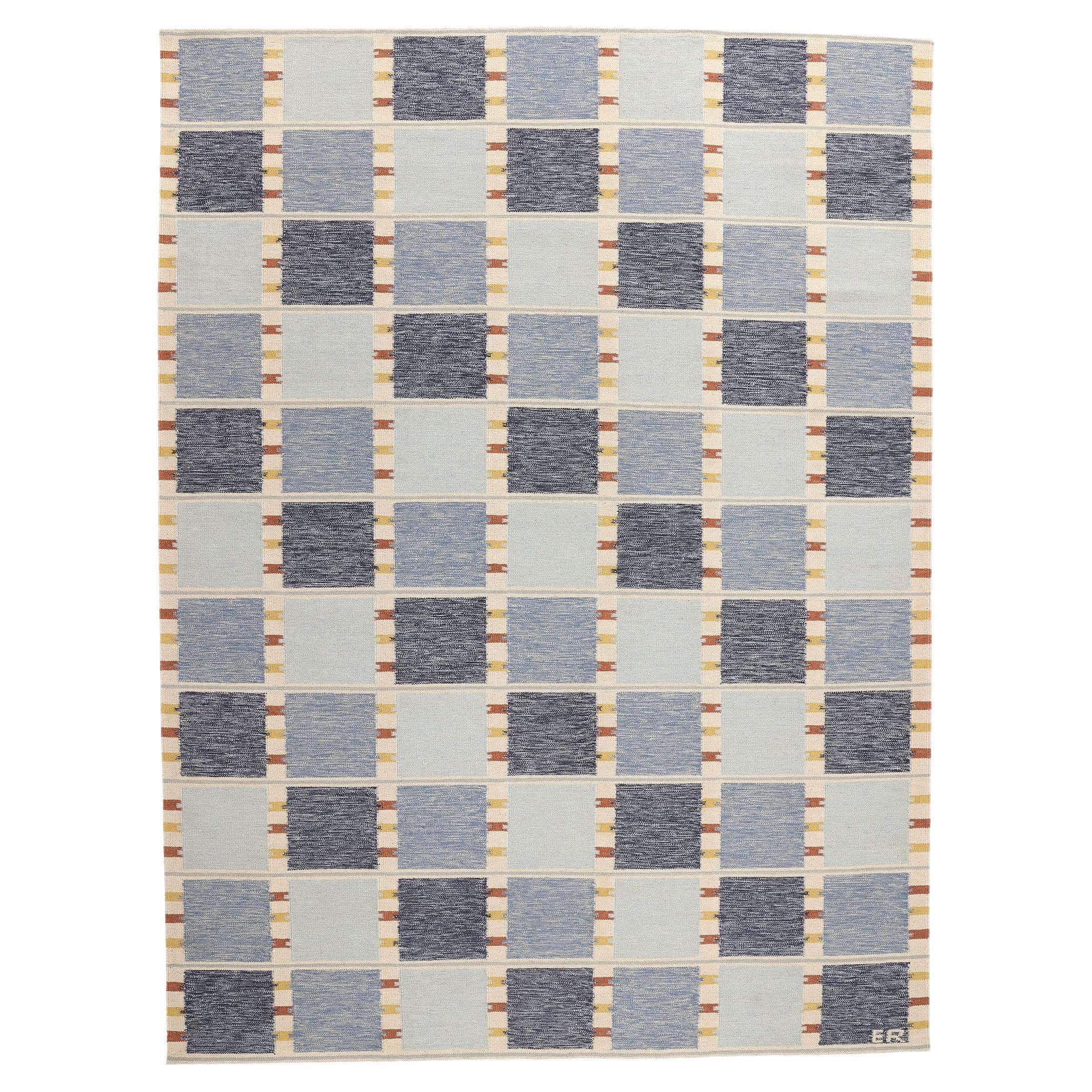 Neu Skandinavischer blauer schwedisch inspirierter Kilim Röllakan,  10'05 x 14'00 im Angebot