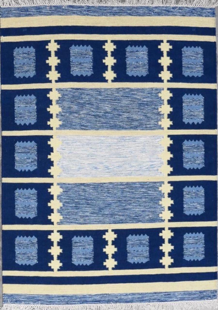 Handgewebter Flachteppich aus Kelim in skandinavischem Design, Größe 6ft 6in x 9ft 10in (Skandinavische Moderne) im Angebot