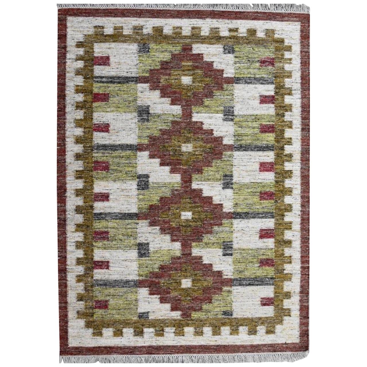 New Scandinavian Design Handwoven Flat Rug Kilim, size 6ft 6in x 9ft 10in