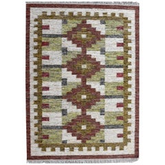 Tapis Kilim plat tissé à la main au design scandinave, Neuf