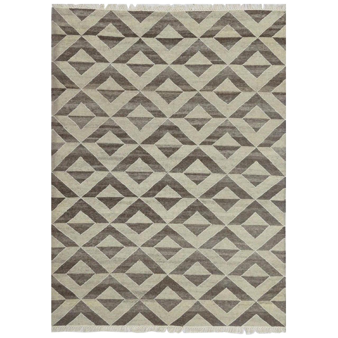 Tapis Kilim plat tissé à la main au design scandinave, Neuf