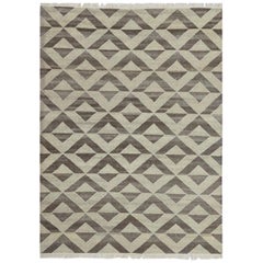 Tapis Kilim plat tissé à la main au design scandinave, Neuf