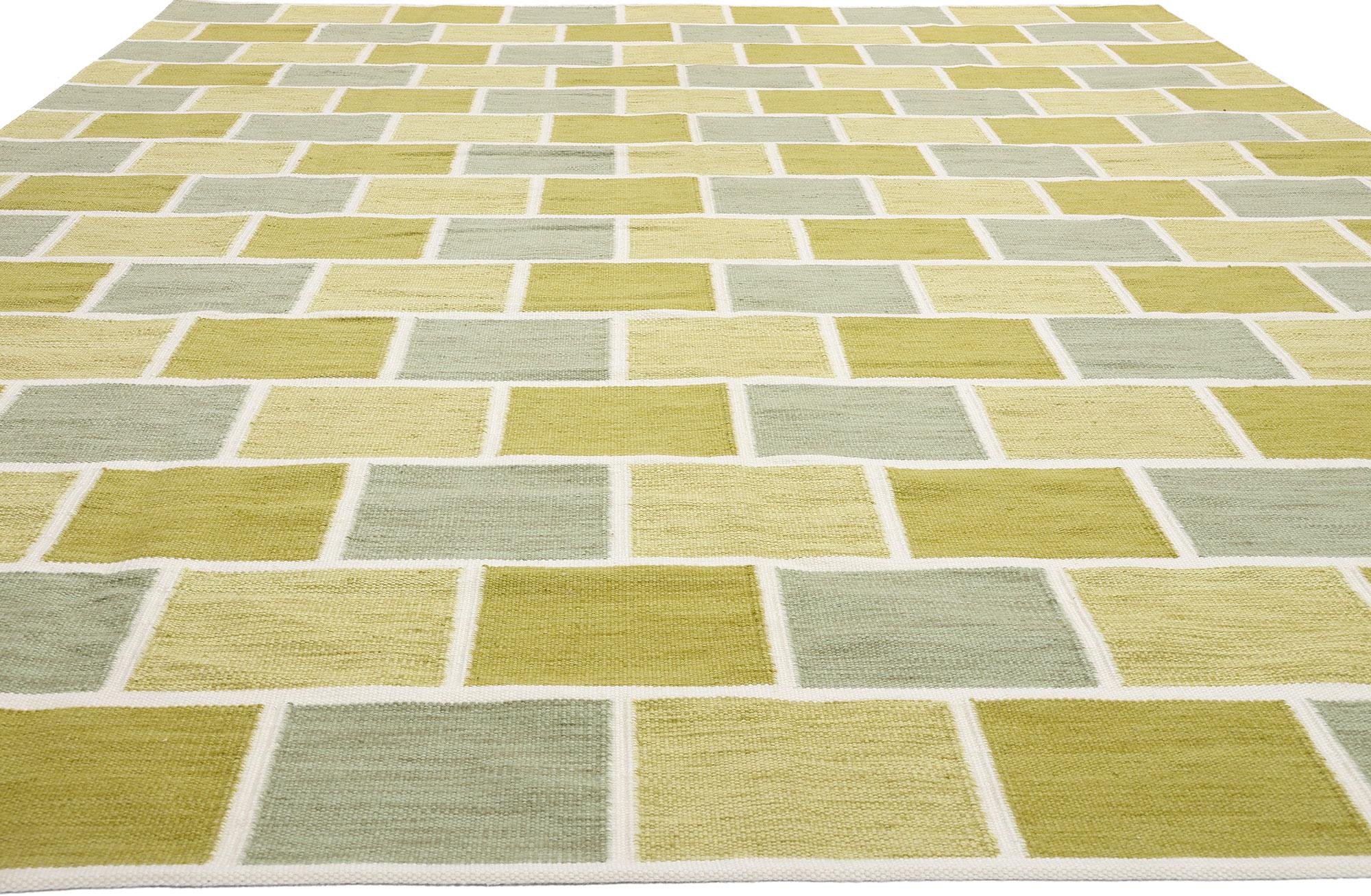 Scandinavo moderno New Scandinavian Greene & Greene Kilim Röllakan di ispirazione svedese, 10'01 x 13'10 in vendita