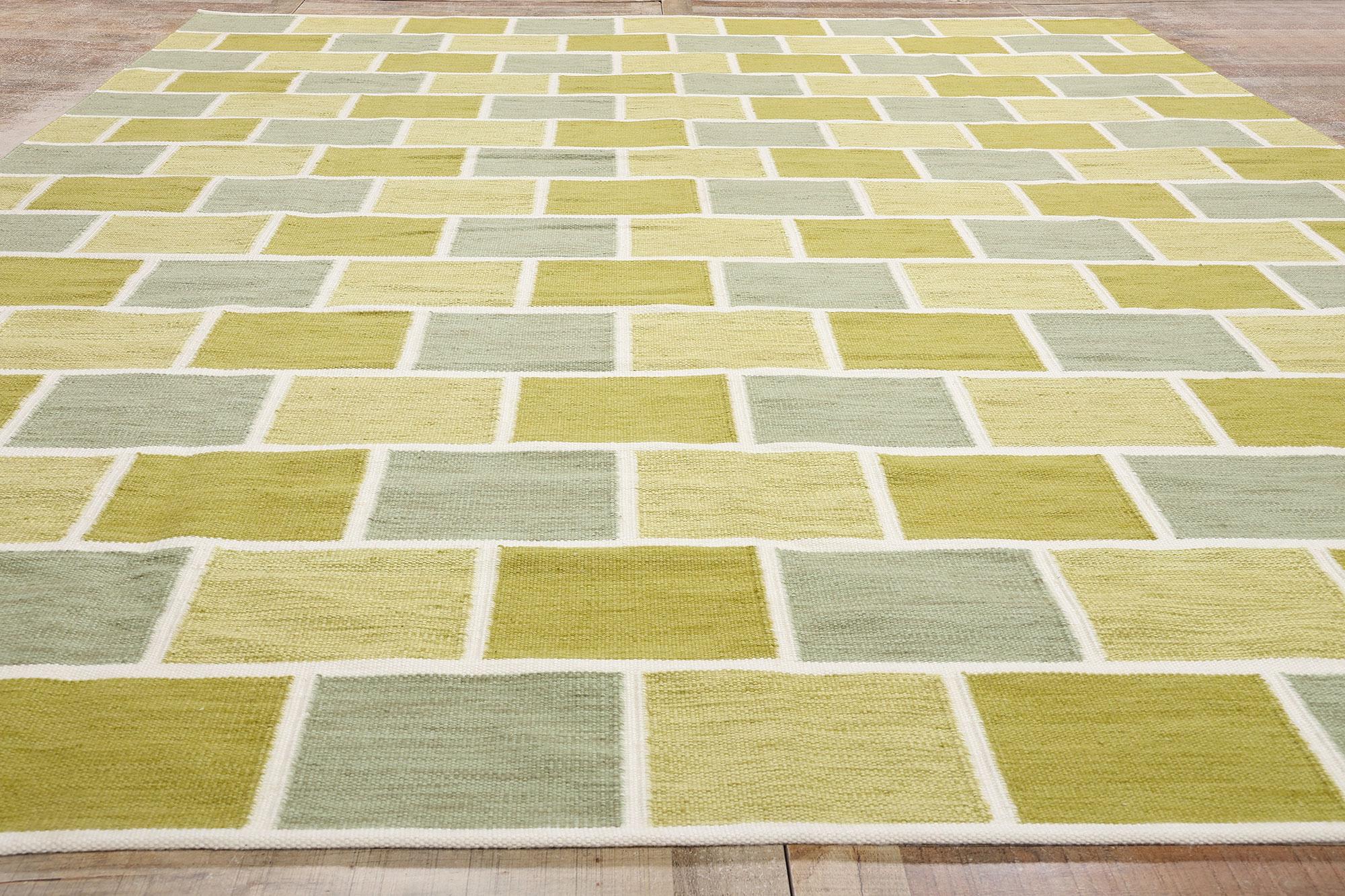 Lana New Scandinavian Greene & Greene Kilim Röllakan di ispirazione svedese, 10'01 x 13'10 in vendita