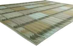 Neuer skandinavisch-grüner, schwedisch inspirierter Kelim Röllakan