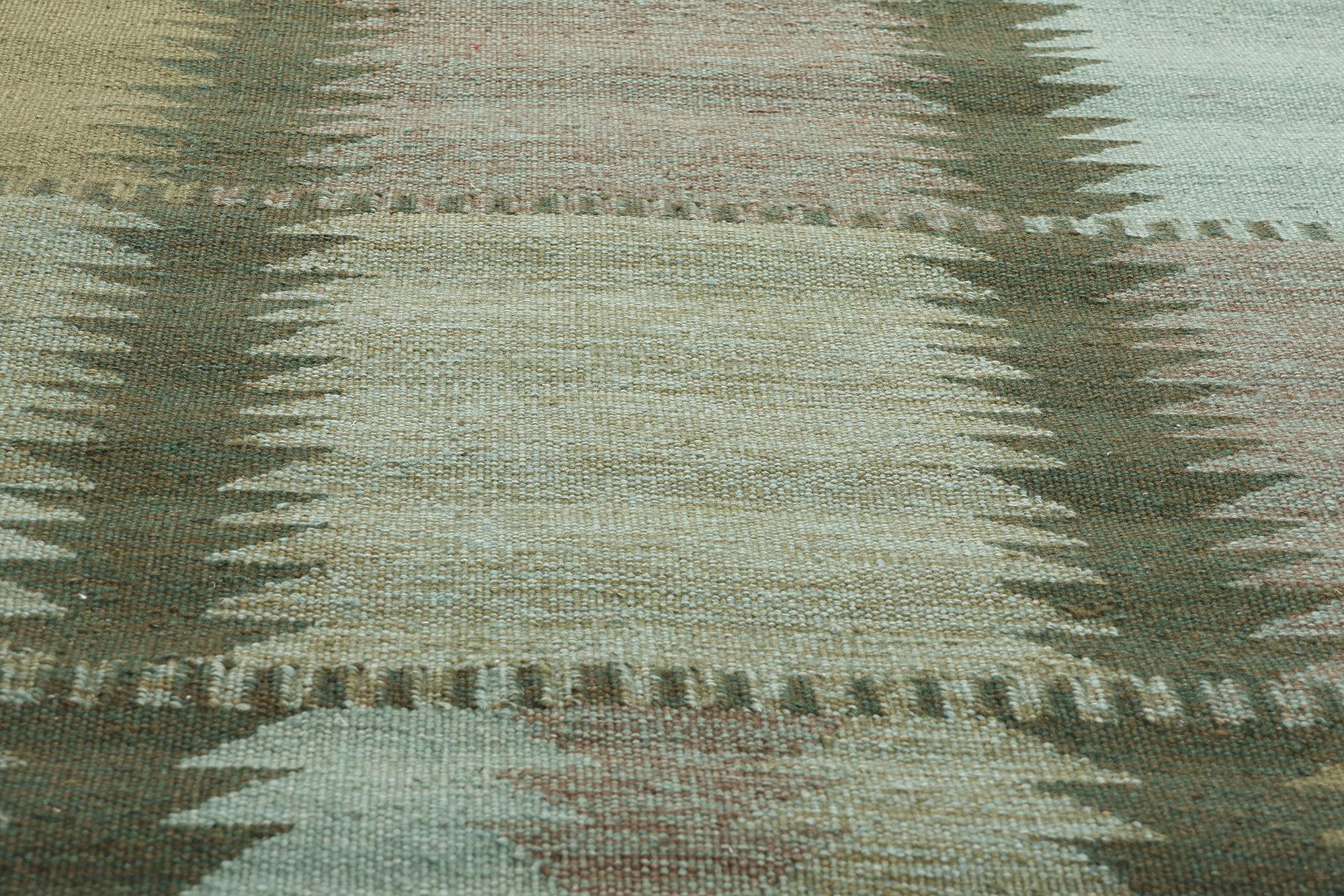 Tessuto a mano Nuovo Kilim Röllakan di ispirazione scandinava Greene & Greene svedese in vendita