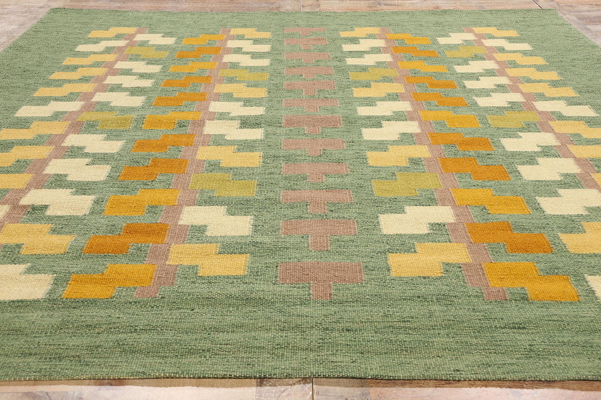 Wool New Scandinavian Green Swedish Inspired Röllakan, Grön Dvärgbjörk For Sale