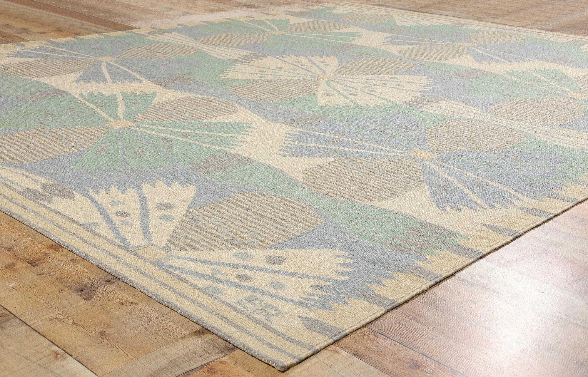 Lana Nuovo Kilim Röllakan di ispirazione scandinava svedese, 09'04 x 11'08 in vendita