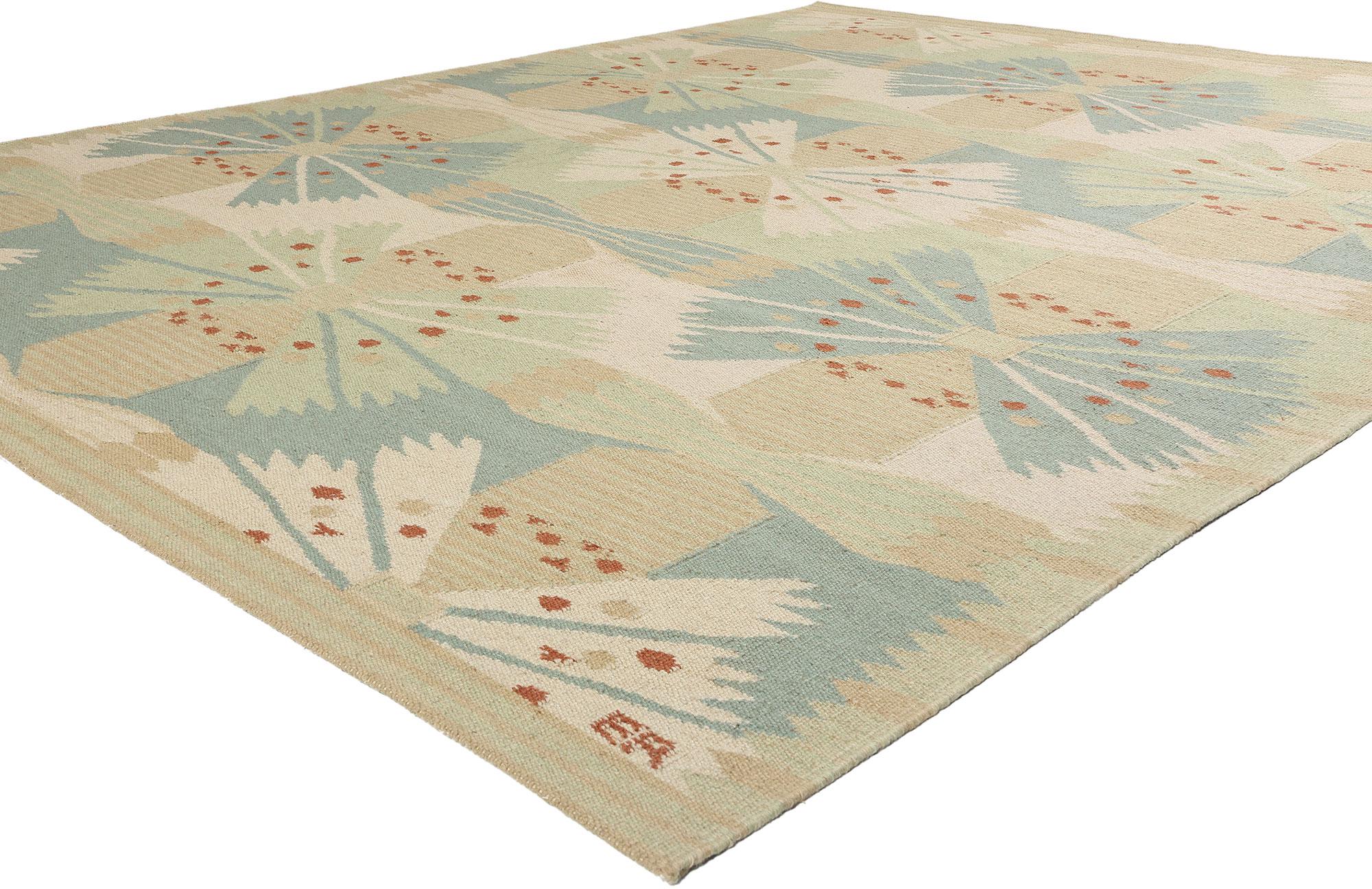 31108 New Scandinavian Modern Swedish Inspired Rug, 09'05 x 11'08. Scandinavian Modern Swedish-Inspired kilim rugs, expertly crafted in India, seamlessly merge minimalist Scandinavian design with the rich traditions of Indian craftsmanship. These