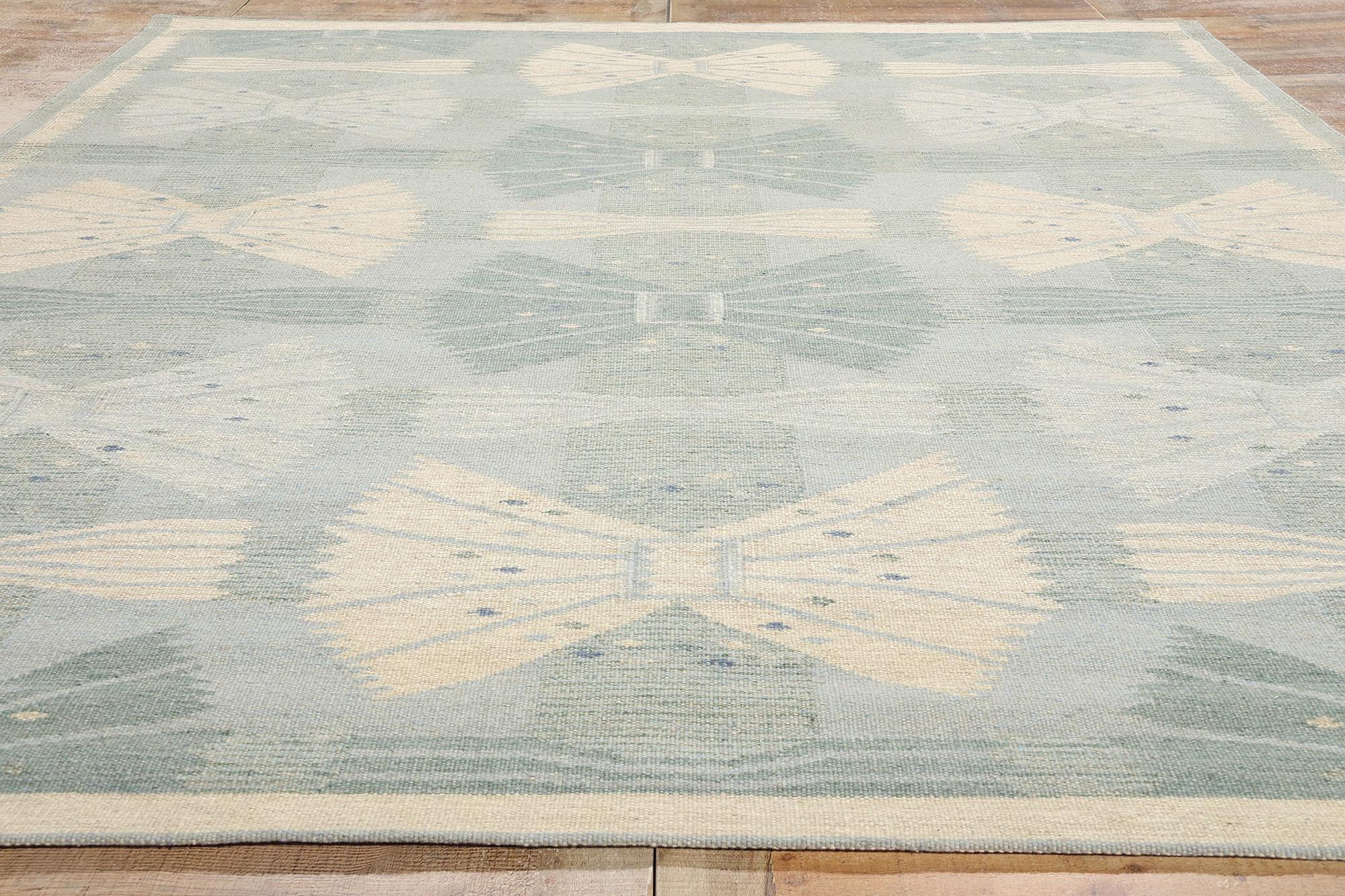 Wool New Scandinavian Swedish Inspired Kilim Röllakan, 09'05 x 11'10 For Sale