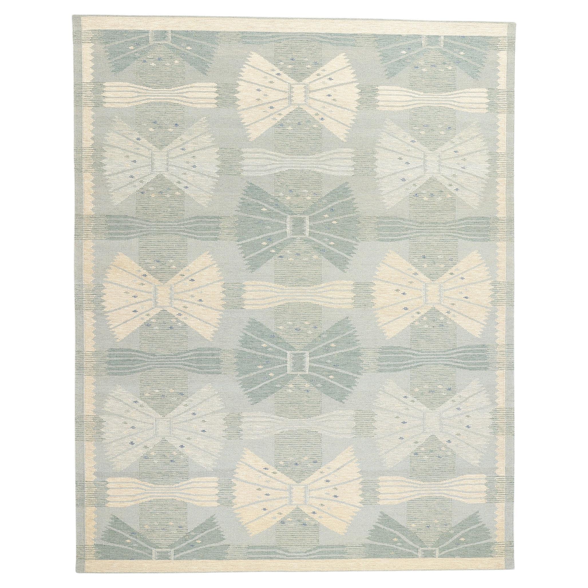 Nouveau Kilim scandinave d'inspiration suédoise Röllakan, 09'05 x 11'10