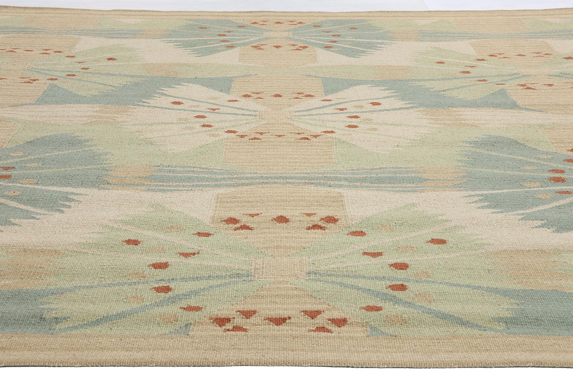 Scandinavo moderno The Modern Scandinavian, ispirato al Kilim Röllakan di ispirazione svedese, 10'03 x 09'10 in vendita