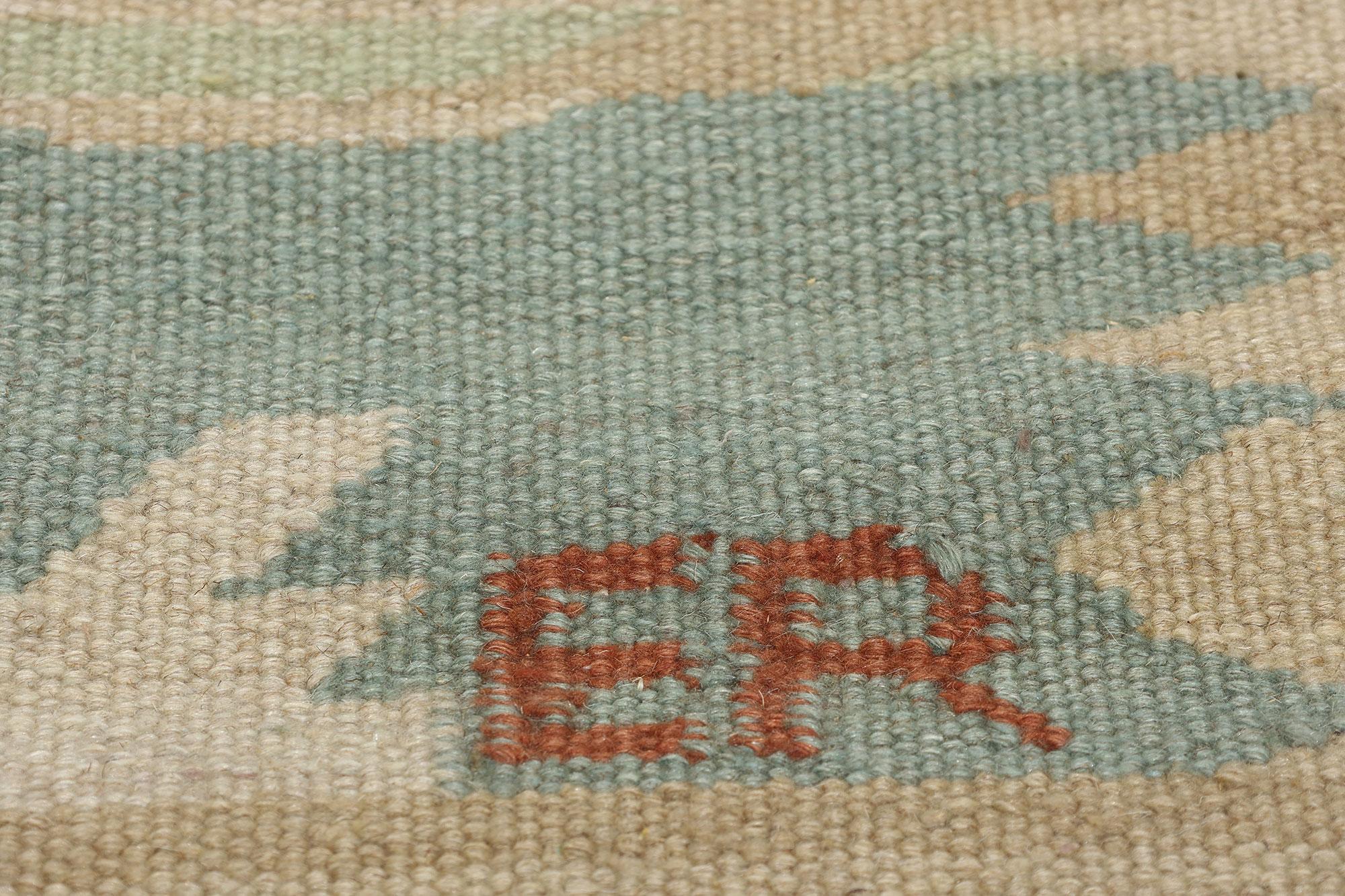 Tessuto a mano The Modern Scandinavian, ispirato al Kilim Röllakan di ispirazione svedese, 10'03 x 09'10 in vendita