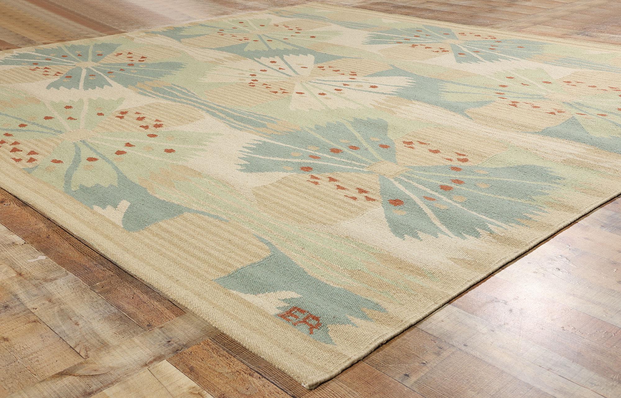 XXI secolo e contemporaneo The Modern Scandinavian, ispirato al Kilim Röllakan di ispirazione svedese, 10'03 x 09'10 in vendita