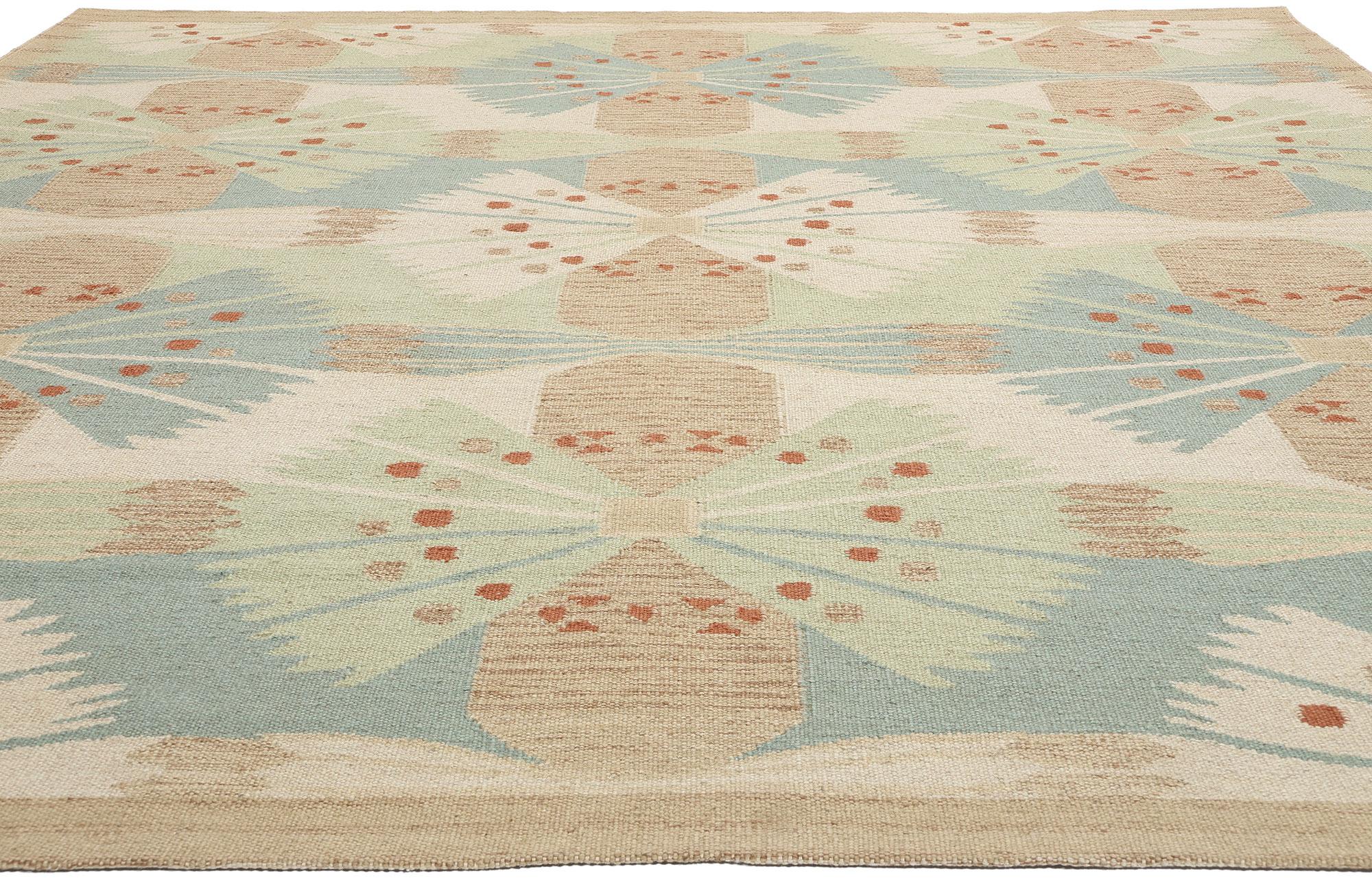 Scandinavo moderno New Scandinavian Swedish Inspired Kilim Röllakan, 10'05 x 11'08 in vendita