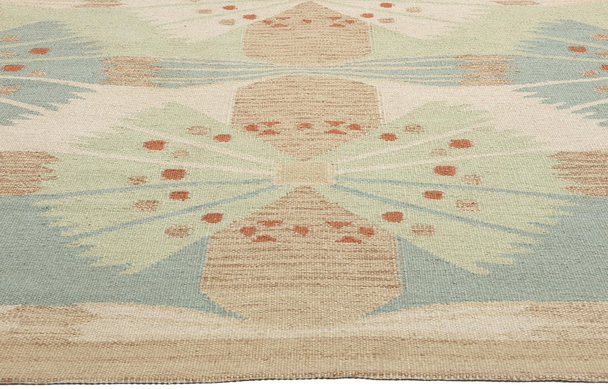 Indiano New Scandinavian Swedish Inspired Kilim Röllakan, 10'05 x 11'08 in vendita