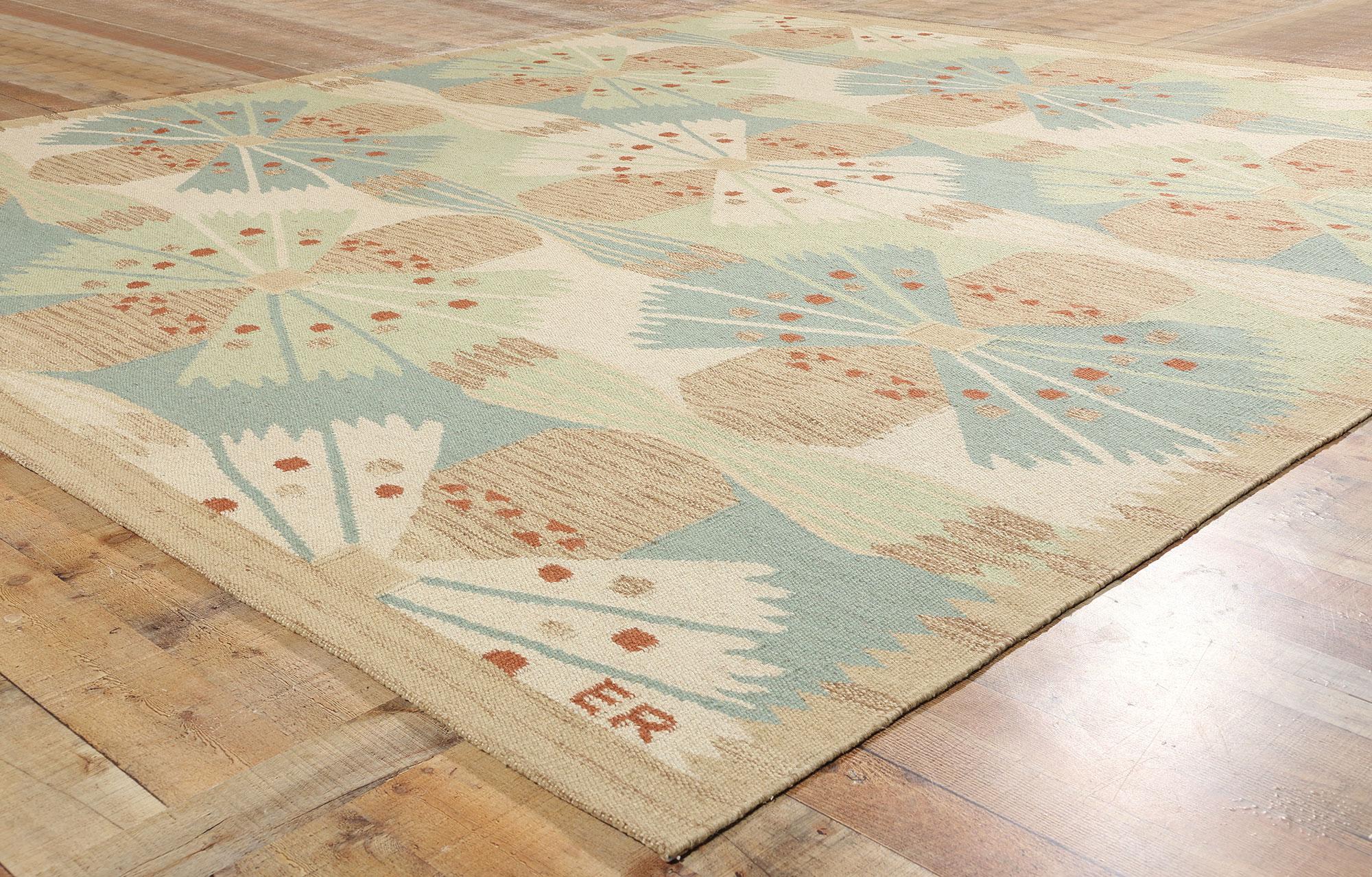 Lana New Scandinavian Swedish Inspired Kilim Röllakan, 10'05 x 11'08 in vendita