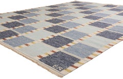 New Scandinavian Blue Swedish Inspired Kilim Röllakan, 09'04 x 11'10
