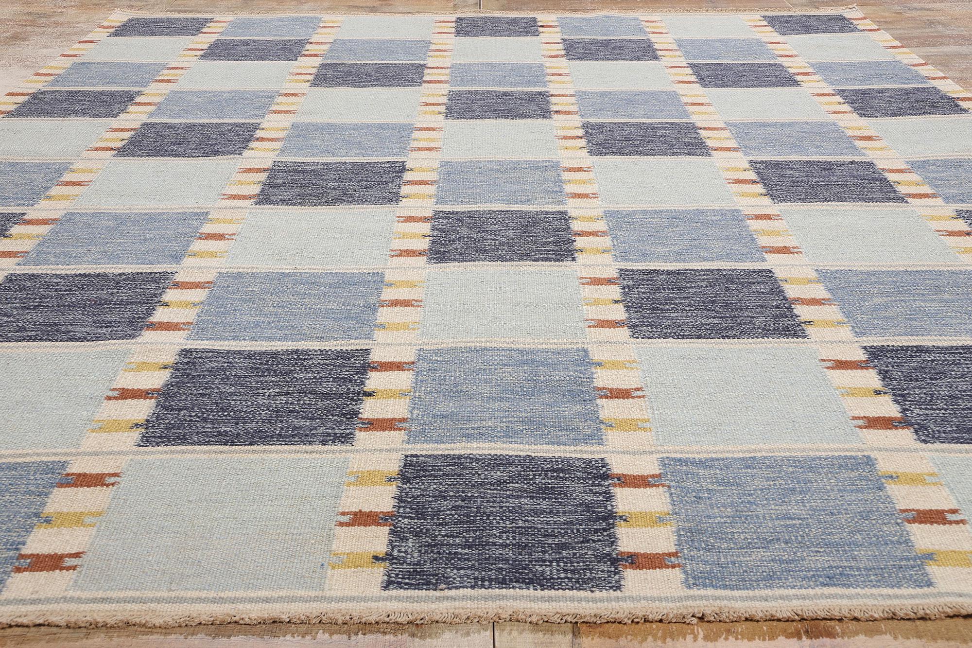 New Scandinavian Blue Kilim Röllakan di ispirazione svedese, 09'04 x 11'10 in vendita 1