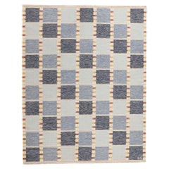 New Scandinavian Blue Kilim Röllakan di ispirazione svedese, 09'04 x 11'10