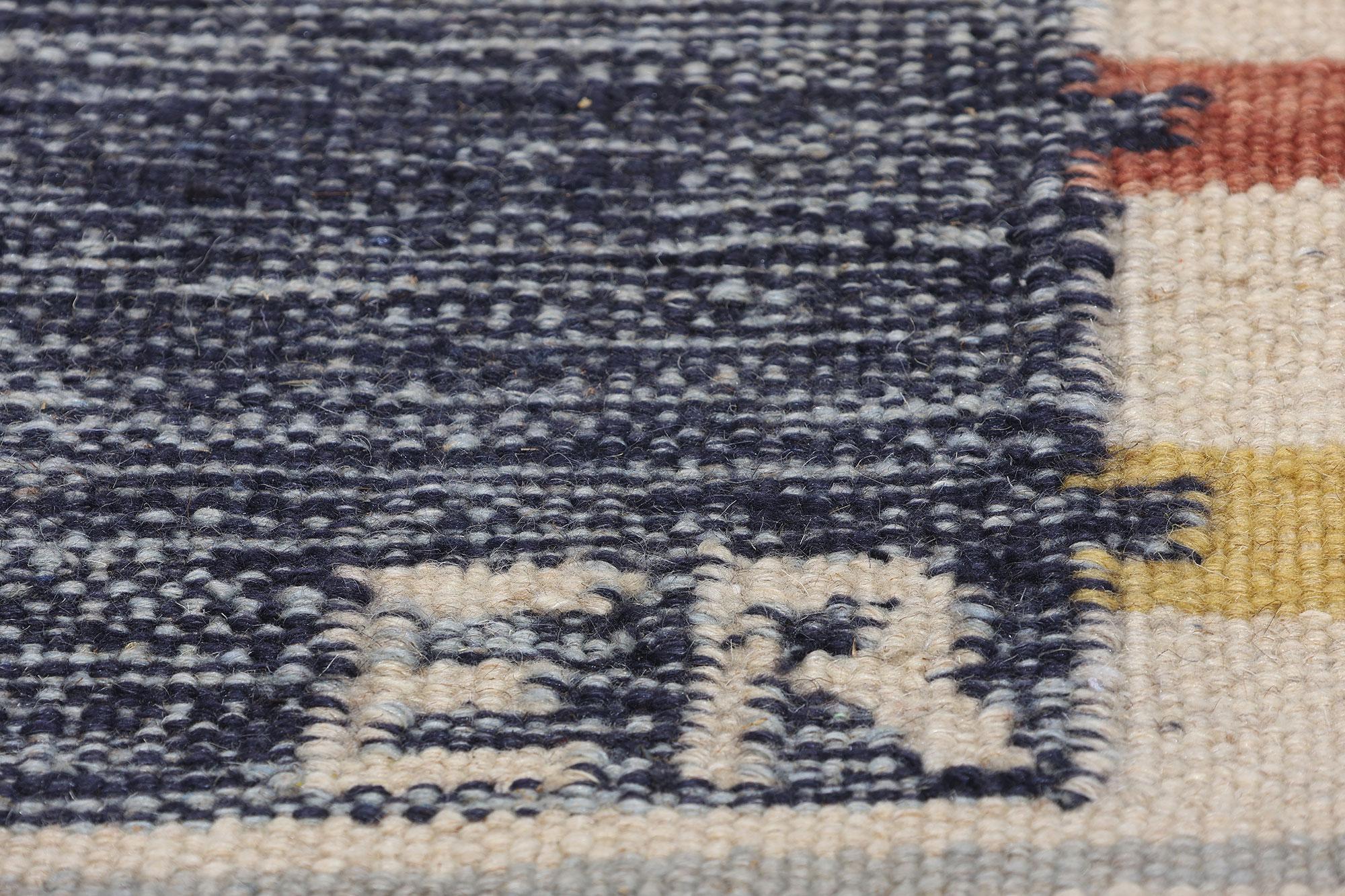 New Scandinavian Blue Swedish Inspired Kilim Röllakan,  10'04 x 13'11 In New Condition For Sale In Dallas, TX
