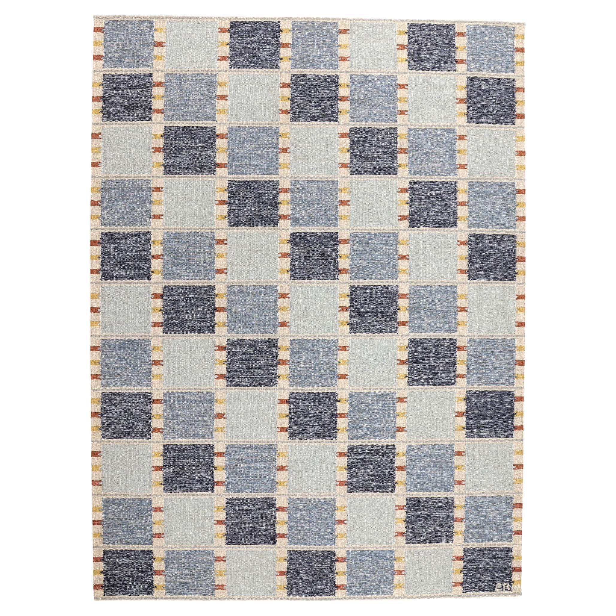 Neu Skandinavischer blauer schwedisch inspirierter Kilim Röllakan,  10'04 x 13'11