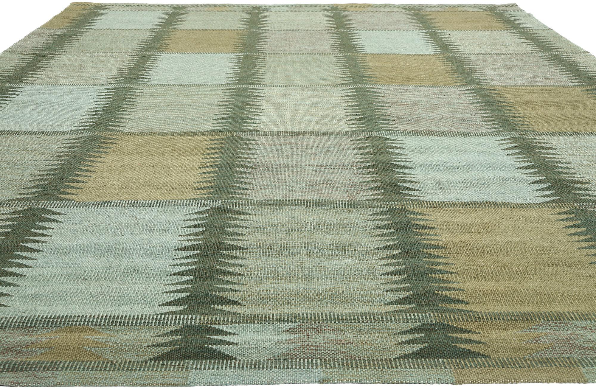 Scandinavo moderno New Scandinavian Greene & Greene Kilim Röllakan di ispirazione svedese, 10'02 x 13'10 in vendita